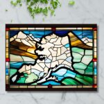 Alaska Map in White – Stained Glass-Inspired Cutting Board
