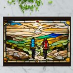 Arkansas Couple Hiking – Stained Glass-Inspired Cutting Board