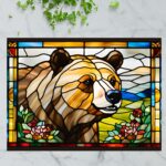 California Grizzly Bear – Stained Glass-Inspired Cutting Board