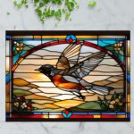 Connecticut American Robin – Stained Glass-Inspired Cutting Board