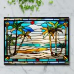Florida Beach & Palm –Stained Glass Inspired Cutting Board