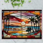 Hawaii Surfer Couple – Stained Glass-Inspired Cutting Board