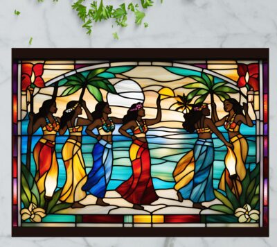 Hawaiian Hula Dancers – Stained Glass-Inspired Cutting Board