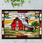 Iowa Barn with Windmill – Stained Glass-Inspired Cutting Board