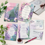 Lavender Haze Wedding Suite, Welcome Sign And Envelope Liners