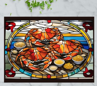 Maryland Blue Crabs – Stained Glass-Inspired Cutting Board