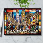 NYC Times Square – Stained Glass Inspired Cutting Board