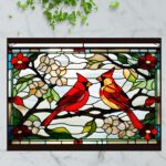 North Carolina Cardinal Pair – Stained Glass-Inspired Cutting Board