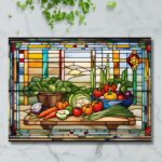 Garden Harvest – Stained Glass-Inspired Glass Cutting Board