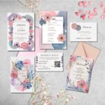 Romantic Watercolor Wedding Suite and Welcome Sign