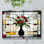 Crimson Tulip in Bloom – Stained Glass-Inspired Cutting Board