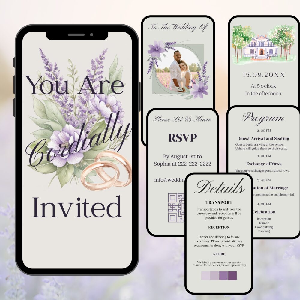 Lavender Dreams Video Wedding Invitation - Image 1