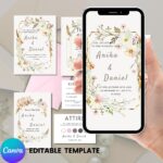 Gilded Bloom – Soft Floral Wedding Invitation Suite