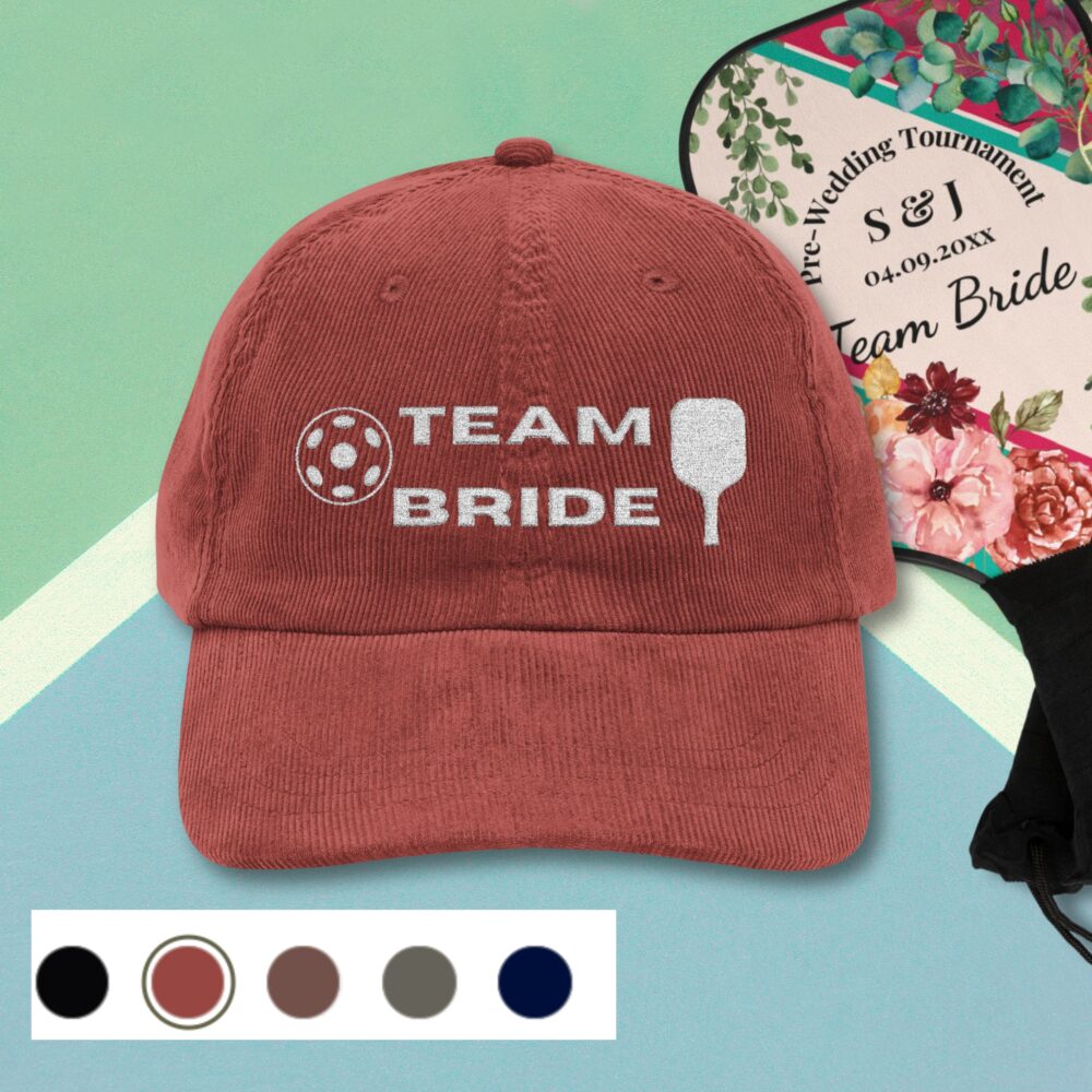 Team Bride Pickleball Cap – Vintage Embroidered Corduroy Hat - Image 2