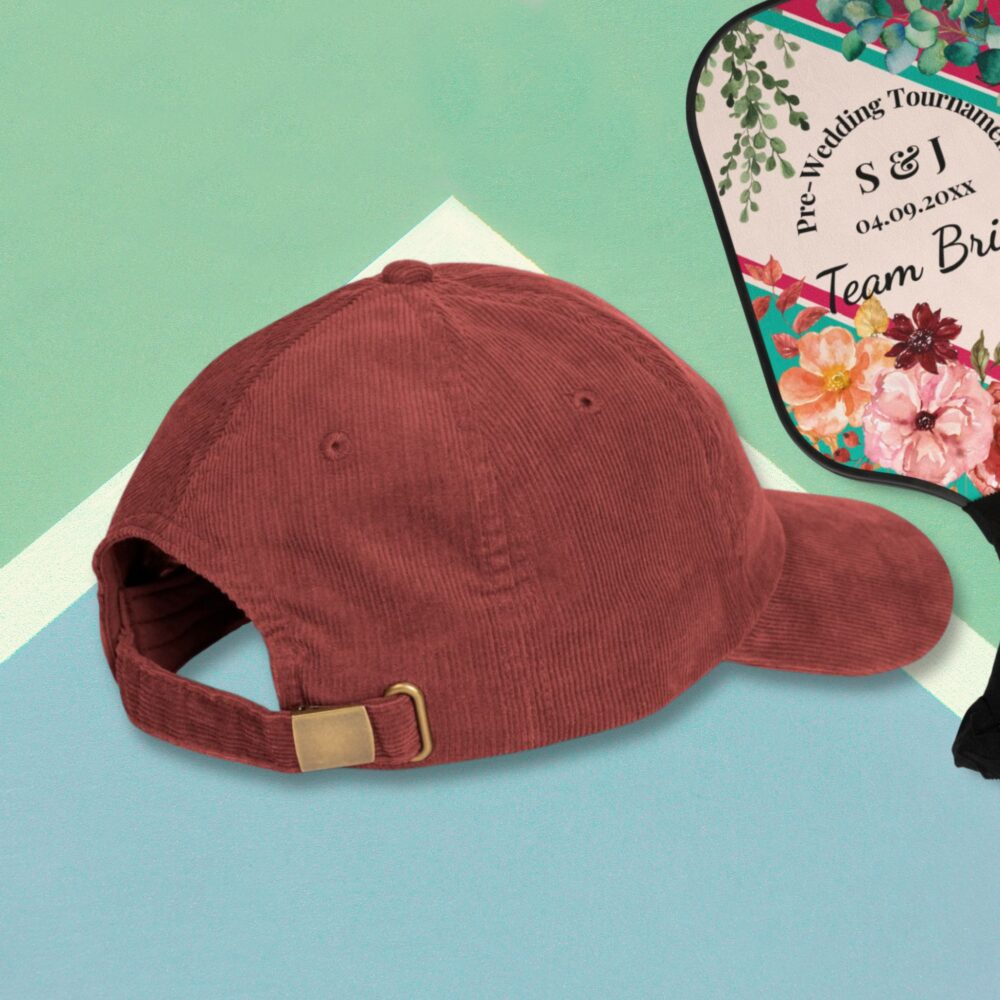 Team Bride Pickleball Cap – Vintage Embroidered Corduroy Hat - Image 3