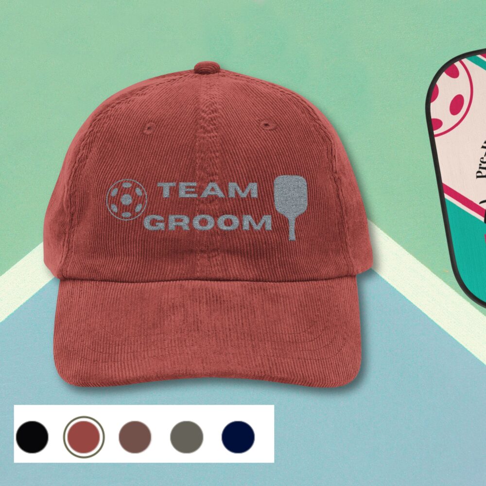 Team Groom Vintage Embroidered Corduroy Hat - Image 1