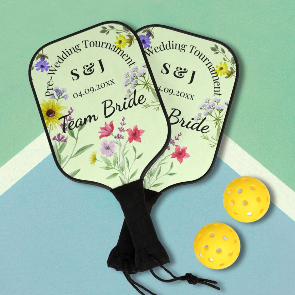 Personalized Team Bride Pickleball Set and Free Game Interactive Tracker - Image 1