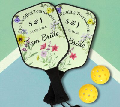 Personalized Team Bride Pickleball Set and Free Game Interactive Tracker
