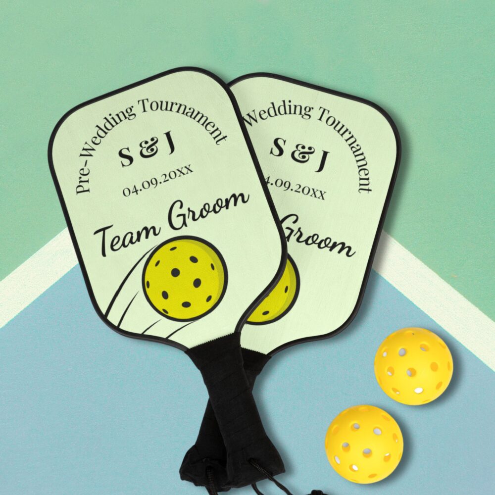 Personalized Team Groom Pickleball Set and Free Interactive Game Tracker - Image 1